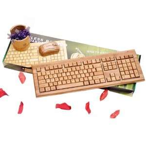  Wireless Bamboo Optical Mouse and 108 Key Keyboard Kit for 