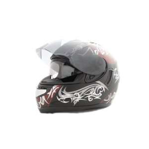 Faze Tribal Red Black Silver Dual Visor Air Pump Motorcycle Helmet 