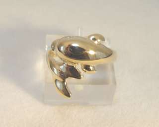 10K Solid Yellow Gold Wrap Around Dolphin Ring  