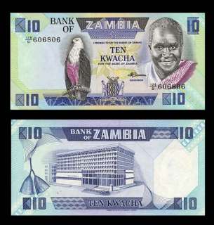 10 KWACHA Banknote of ZAMBIA 1986   African EAGLE   UNC  