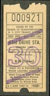 NYC Transit IND Div Queens Ln 63rd Drive Station ticket  
