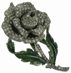 Vintage 1930s Pot Metal Rose Pin Brooch  