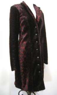 BETSEY JOHNSON Rare Vintage Leopard Faux Fur Fitted Long Jacket Coat 