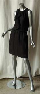 DOO RI LBD Black Silk Chic Sleeveless Ruffled Dress Knee Length NEW 6 