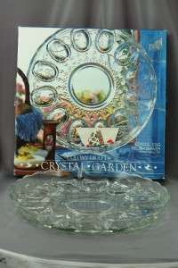 Colony Glass Art Crystal Gardens Egg Relish Plate 12  