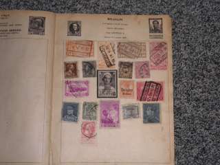 L89   A OLD IMPROVED POSTAGE STAMP ALBUM WITH EARLY MID ALL WORLD 