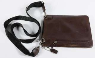 Coach Brown Leather Flat Pouch Crossbody Travel Messenger Shoulder Bag 