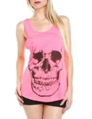 Neon Pink Black Skull Tank Top