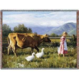  Morning Walk Cow Tapestry Throw PC 2339 T