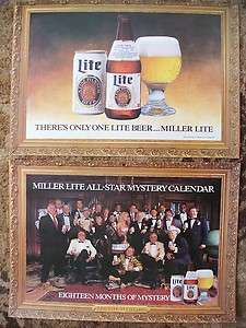 1987 Lite Beer from Miller 12x17 Calendar Pages (Lot of 2) Auerbach 
