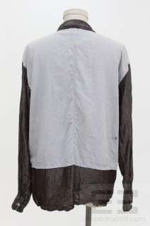 Comme des Garcons Shirt Light Gray & Brown Shimmer Zip Up Shirt Size 