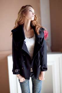 CHIC DOUBLE BREASTED COTTON SHORT COAT SLIM 1398  