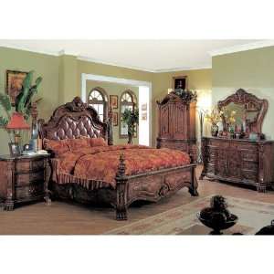   Zachary Panel Bed in Dark Cherry and Ash Burl   King