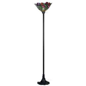 Spiral Tulip Torchiere Tiffany Stained Glass Floor Lamp 70.5 Inches H