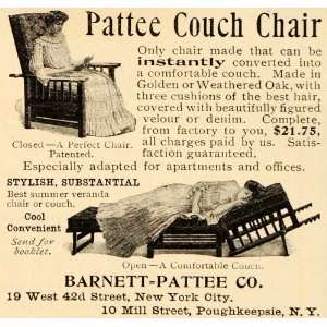  1904 Vintage Ad Antique Barnett Pattee Couch Veranda Chair 