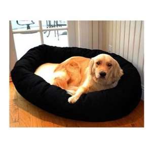  Bagel Dog Bed in Black and Sherpa Size X Large (36 x 52 