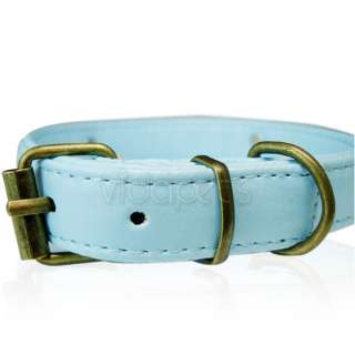 18 22 blue Leather Vintage Paw Dog Collar large  
