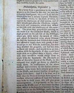 1787 Newspaper EARLY PIRATES Wyoming Pennsylvania INDIANS Susquehanna 