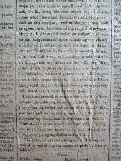 1789 NY newspaper w Engraving of EARLY HOT AIR BALLOON + 1st FEDERAL 