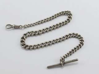 Antique English Solid Silver Albert Pocket Watch Chain NR  