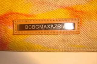 Yellow clutch canvas handbag purse BCBG MRSP $160.00  