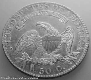 Capped Bust Half Dollar 1822 with Extra Fine 45 details.
