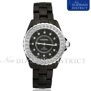 UNISEX CHANEL J12 DIAMOND DIAL BLACK CERAMIC 38MM WATCH WITH A 3.50CT 