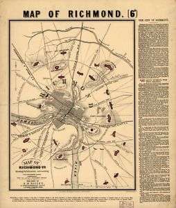 1860 Map Richmond Va, History, Civil War  
