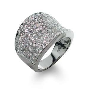  Sterling Silver Diamond Cubic Zirconia Pave Glam Ring Size 