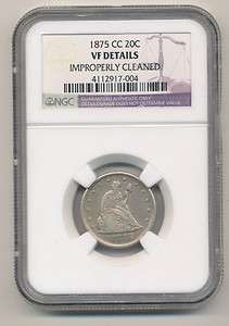 1875 CC 20 CENT PIECE KEY DATE **NGC CERTIFIED VERY FINE DETAILS 