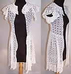   Antique Vintage White Crochet Lace Girls Tunic Top Dress Coat Jacket