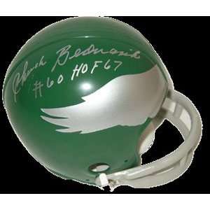  Chuck Bednarik Signed Eagles Mini Helmet   HOF 67 Sports 