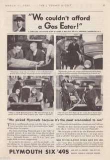 1933 Plymouth Sedan Photo Most Economical print ad  
