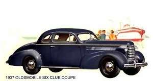 1937 OLDSMOBILE SIX ~ CLUB COUPE (BLUE) MAGNET  