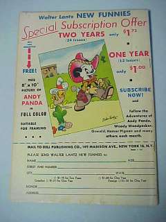 1947 Dell Walter Lantz NEW FUNNIES 128 Comic Book Andy Panda  