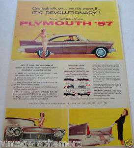 1957 PLYMOUTH COUPE CAR TORSION AIRE RIDE CANADA AD  