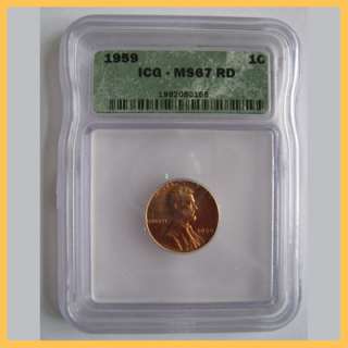 1959 Lincoln Cent Penny MS67 RD Red  ICG  