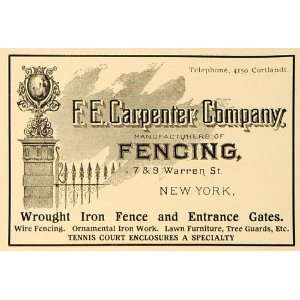  1905 Ad F.E. Carpenter Wrought Iron Fencing Gates Lawn 