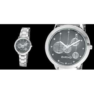   Pattern Rhinestone Round Ladies Steel Wristwatch