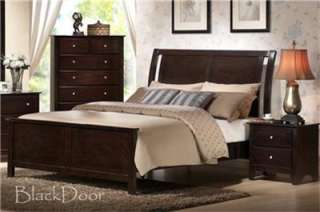 KINGSTON KING SLEIGH BED & 1 NIGHT STAND ESPRESSO FINISH NEW  