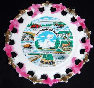 Vintage Yellowstone Park Collectors Plate of Tourist Attractions 