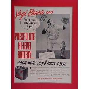 Yogi Berra New York Yankees 1952 Pret O lite Batteries Advertisement 