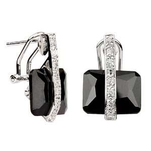   925 Black Diamond CZ Firebolt Sterling Silver Earrings Willow Company