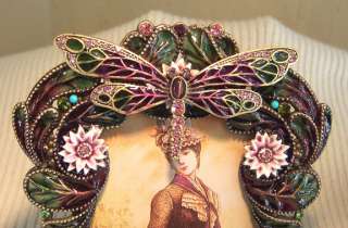 Miniature DRAGONFLY PICTURE FRAME JEWELED ENAMELED  