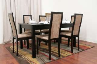 Dark Brown 7 Piece Modern Dining Set Table 6 Chairs NEW  