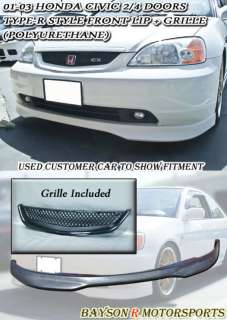 01 03 Civic 2/4dr Type R Front Lip (Urethane) + Grill  