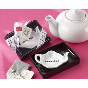  Swee Tea Ceramic Tea Bag Caddy in Black & White Serving 