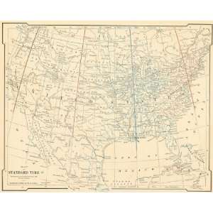   Antique Map of the United States Time Zones   $89