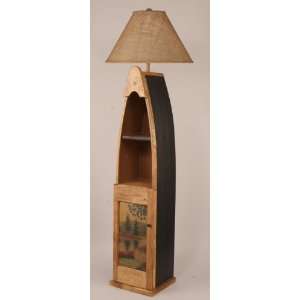 Wooden Boat Floor Lamp with Cabinet Door
