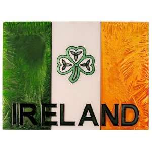  IRELAND FLAG Irish Design SHAMROCK Glass Window 10 x 14 